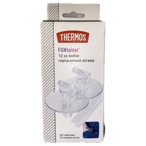 Thermos Replacement Clear Straws for FUNtainer 12 oz Bottles 2 COUNT